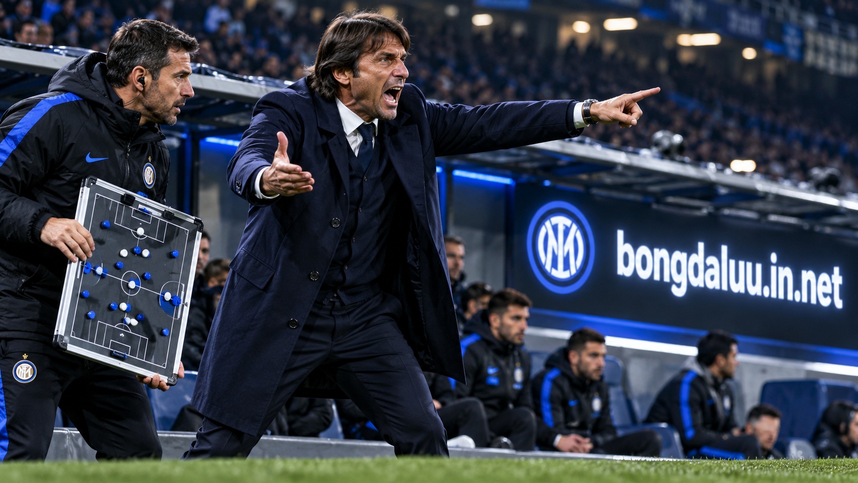 Huấn luyện viên chỉ đạo chiến thuật căng thẳng trong trận Derby nước Ý