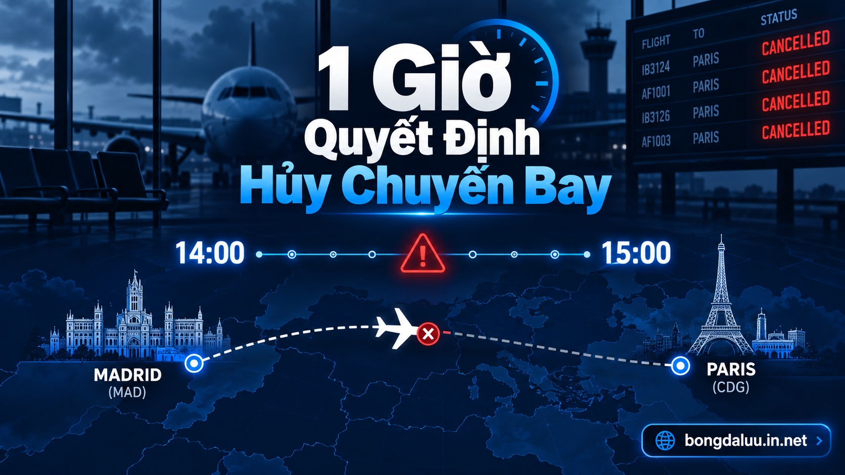 Sơ đồ mốc thời gian phái đoàn hủy chuyên cơ đến lễ trao giải quả bóng vàng tại Paris
