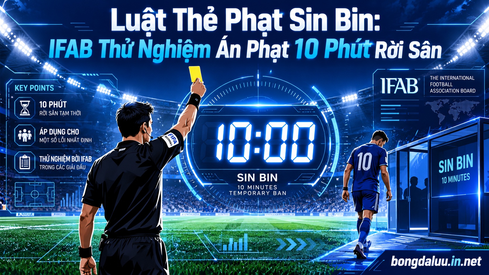 Luật thẻ phạt sin bin và quy định án phạt tạm đình chỉ thi đấu 10 phút của IFAB